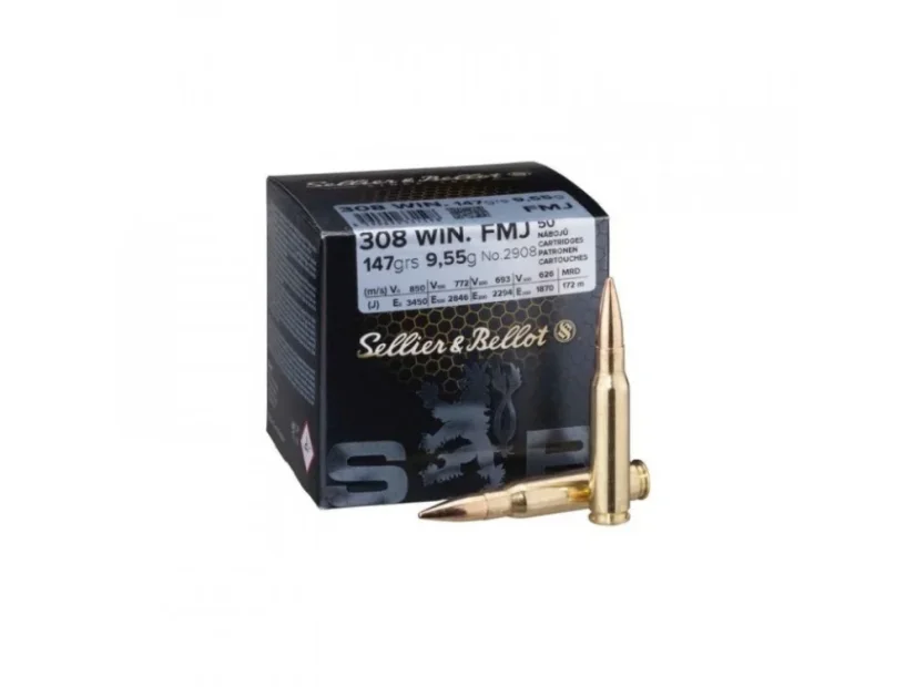 Náboj 308 Win., FMJ 147gr 9,55g - 50ks